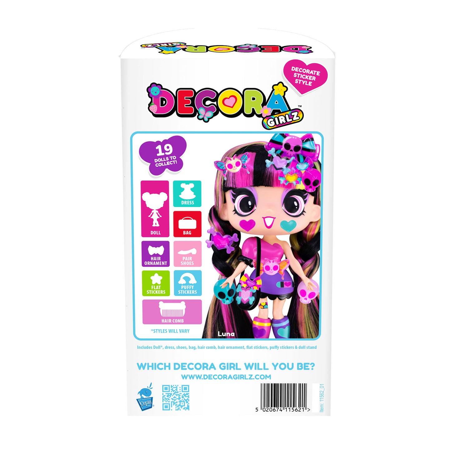 Decora Girlz Sticker 'n' Style 5" Fashion Dolls - Luna