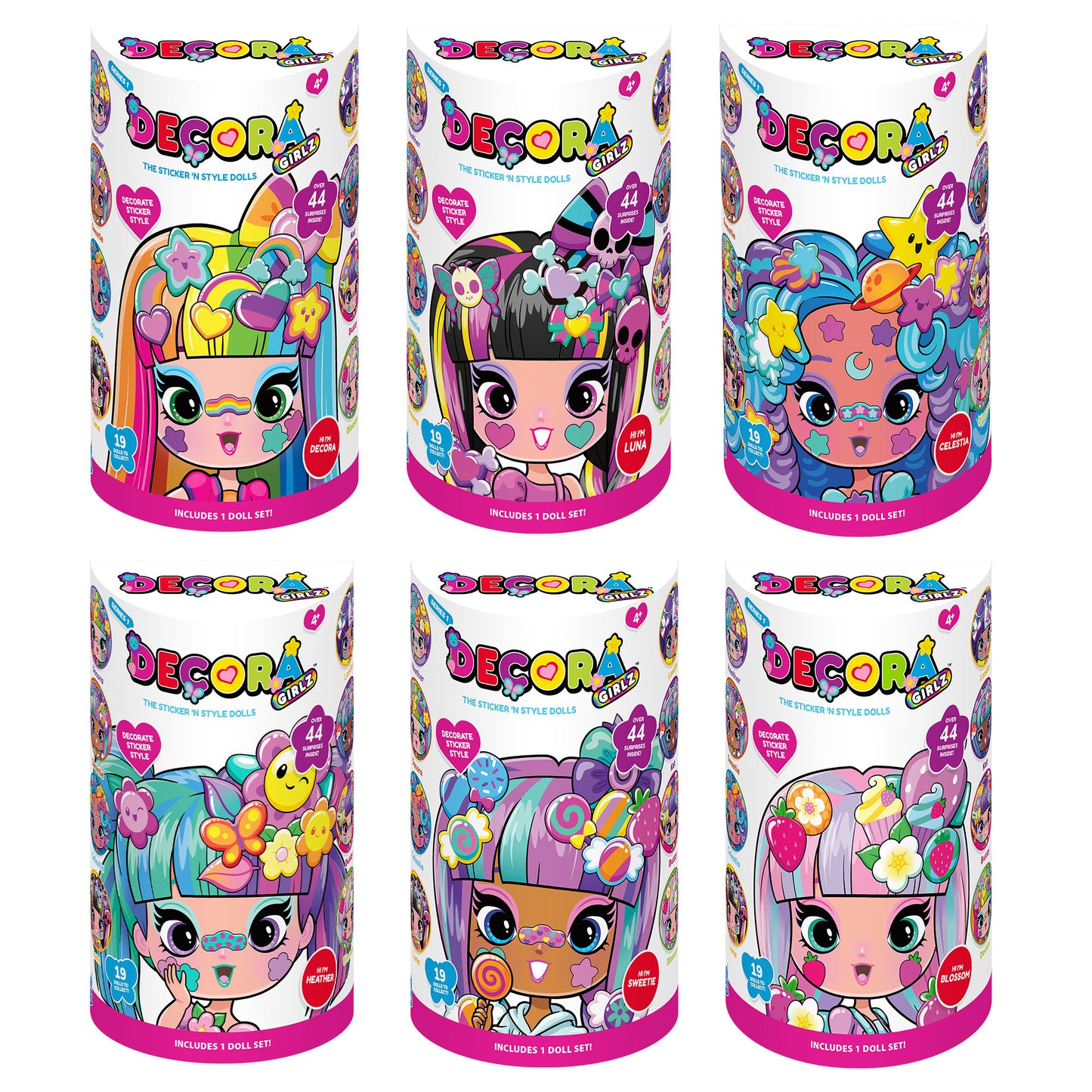 Decora Girlz Style Squad - All 6 Decora Girlz Sticker 'n' Style 5" Fashion Dolls